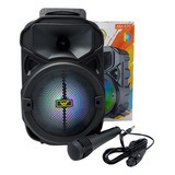Caixa De Som Karaokê Sem Fio Bluetooth Led Rgb Com Microfone