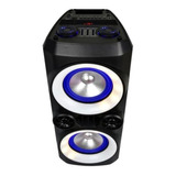 Caixa De Som Mini Torre Neon 300w Bluetooth Aux Usb Fm Sp379 Cor Preto 110v/220v