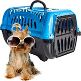 Caixa De Transporte N.1 Pequena Cão Cachorro Gato Coelho Cor Azul