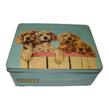 Caixa Lata De Biscoitos Antiga Duchen Decorada Cachorrinhos