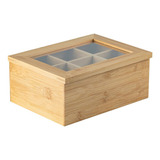 Caixa Organizadora Para Chá Sense C/ 6 Divisórias Bambu - Ou