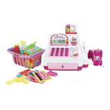 Caixa Registradora Infantil C/ Acessórios Luz Som Brinquedo Cor Rosa