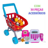 Caixa Registradora Infantil Mercadinho Brinquedo C/ Carrinho Cor Rosa