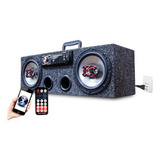 Caixa Residencial Radio Bluetooth + Par Falante 6 Bravox Cor Preto 110v 220v (bivolt)