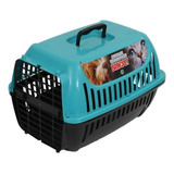 Caixa Transporte Gato E Caes Pequenos Porta Com 4 Travas N2 Cor Azul-turquesa