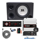 Caixa Trio 12''hurricane Completa Radio+ Taramps Ts 400 700w
