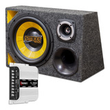 Caixa Trio Som Carro 12 Completa Modulo Amplificador Taramps