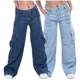 Calça Cargo Jeans Menina Blogueirinha Juvenil 10 A 16 Anos