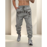 Calça Estilo Jogger Moletom Flanelado Estampa Raios Top Gym