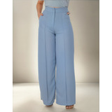 Calça Feminina Pantalona Cintura Alta Cós Largo Duna Moda