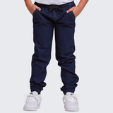 Calça Infantil Jeans Jogger Masculina Menino Com Punho 