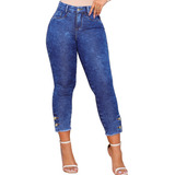 Calça Jeans Barata Cós Alto Modeladora Capri Lycra Elastico