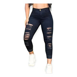 Calça Jeans Capri Feminina Destroyed/rasgada Com Elatano