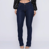 Calça Jeans Flare Feminina Azul Escura Amaciada