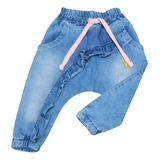 Calça Jeans Menina Bebê Babado Moda Blogueirinha