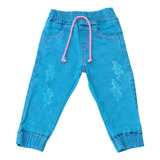 Calça Jeans Menina Estilo Jogger Infantil 1, 2 E 3 Aninhos