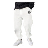 Calça Jogger Moletom Unissex Estampa Rosa Flor Street Wear