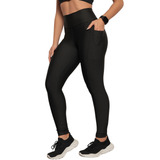 Calça Legging Grossa Com Bolso Lateral Zero Transparência