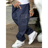 Calça Masculina Cargo Bolso Lateral Street/skatista Cordão