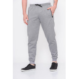 Calça Moletom Masculina Flanelada Bolso Com Zíper E Ribana