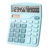 Calculadora Mesa Azul Visor Grande 12 Dígitos Solar E Pilha