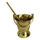Caldeira E Asperge Dourado Estanho Água Benta Padre Sacra