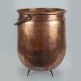 Caldeirão Cachepot Antigo Cobre Com Alça E Três Pés De Ferro