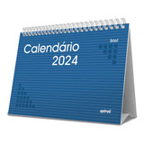 Calendário 2024 De Mesa Azul Brief Spiral Escritório Pessoal