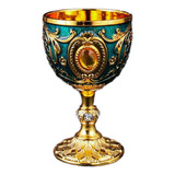 Cálice Medieval Vintage Feito À Mão Gravado Azul