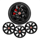 Calota Esportiva Aro 14 Prime Preto Elite Emblema Fiat Todos
