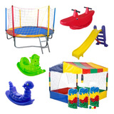 Cama 2,30m + Piscina C/ Bolinhas 1,50m + Esc M + 3 Gangorras