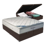 Cama Box Com Baú Queen Marrom E Colchão Freedom Ortobom D33
