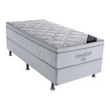 Cama Box E Colchão Freedom Solteiro (88x188) - Ortobom Cor Couro Branco