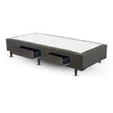 Cama Box Solteiro 2 Gavetas Cinza - 078x188 Solteiro Antigo