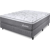 Cama Box Viúva Molas Ensacadas Pillow Top 128x188 Base Linho Bf Smart Spring Bf Colchões