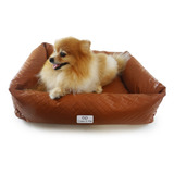 Cama Caminha De Cachorro Pequena Courino Couro 50x40 Cor Caramelo