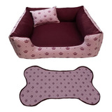 Cama Caminha Pra Cachorro 60x60 +tapetinho Cor Vinho Coroa