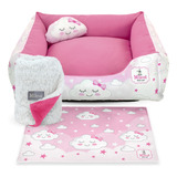 Cama + Coberdrom Pet - Cachorro E Gato 4 Pç 60x60cm - Mileva Cor Rosa Bebê