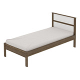 Cama De Solteiro P/ Colchão 88 X 188 Cm Multimóveis Vcr35008 Cor Nogal/branco