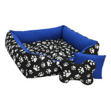 Cama Pet Para Cachorro Porte Médio 80x60 Inclui Tapete/brinquedos Cor Patinha Com Azul Ana Pet Ibitinga Cama Com Bordas