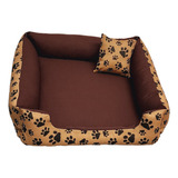 Cama Pra Cachorro Gato Caminha Pet De Cachorro Tamanho 60 Cm X 60 Cm Cor Marrom Com Patinhas