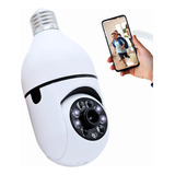 Câmera Ip Inteligente Lâmpada Panorâmica Wifi E Espiã 1080p Cor Branco