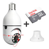 Camera Lampada 360 Wifi Giratoria Sem Fio +cartão De Memória Cor Branco