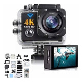 Camera Prova Dagua Ação Cam Sport Full Hd 1080p Wi-fi 4k G+ Cor Preto