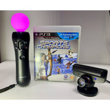 Câmera Ps Eye Ps3 + Jogo + Bastão Move Ps3 Ps4