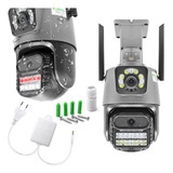 Camera Segurança Externa 4k Led Lente Dupla Sirene Policial