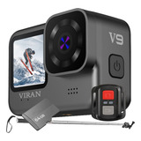 Câmera V9 Sport 4k 60fps Wi-fi + 64gb Bastão Surf Moto Bike Cor Preto