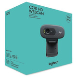 Câmera Webcam Logitech C270 Hd Com 3 Mp Widescreen 720p Cor Preto