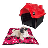 Caminha Lavável Rosa 50x40 + Casinha Uso Doméstico Animal N2
