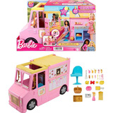 Caminhão De Limonada De Praia Barbie 20+ Peças Mattel Hpl71 Cor Rosa E Amarelo